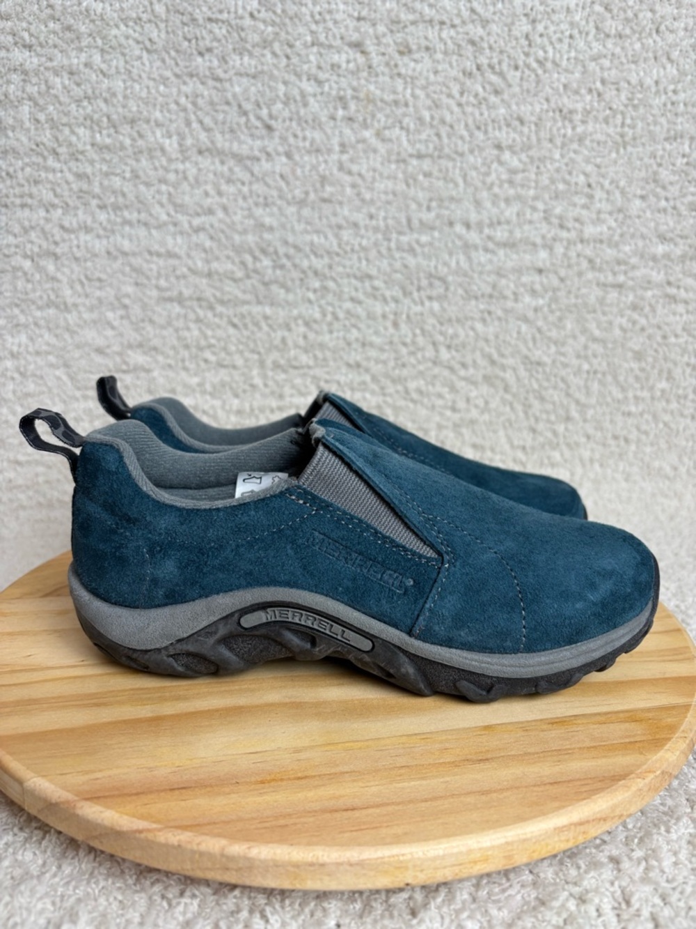 Merrell Shoes Kids Jungle Moc Youth Sz 1M Suede Slip On Comfort‎ Leather in Blue